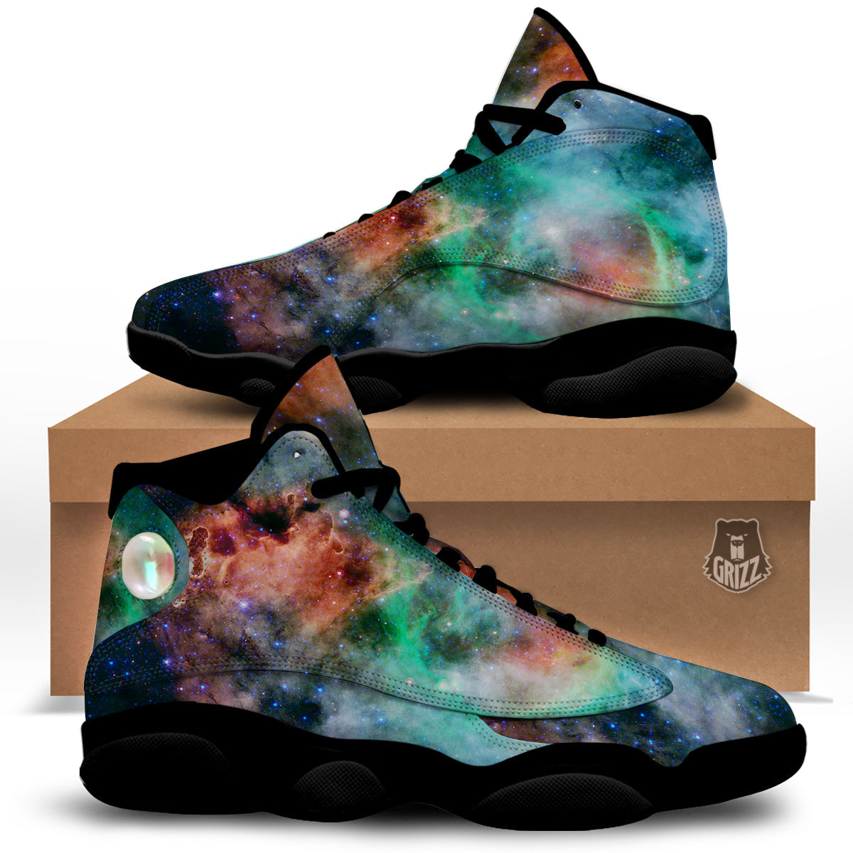 Beauty Of Outer Space Print Black Basketball Shoes-grizzshop
