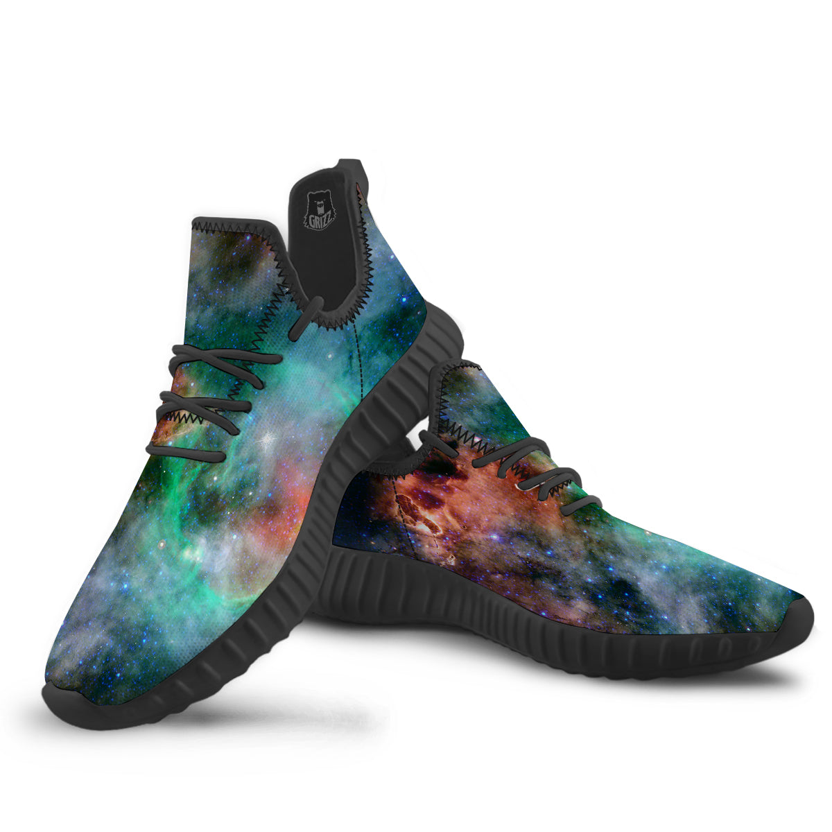 Beauty Of Outer Space Print Black Walking Shoes-grizzshop