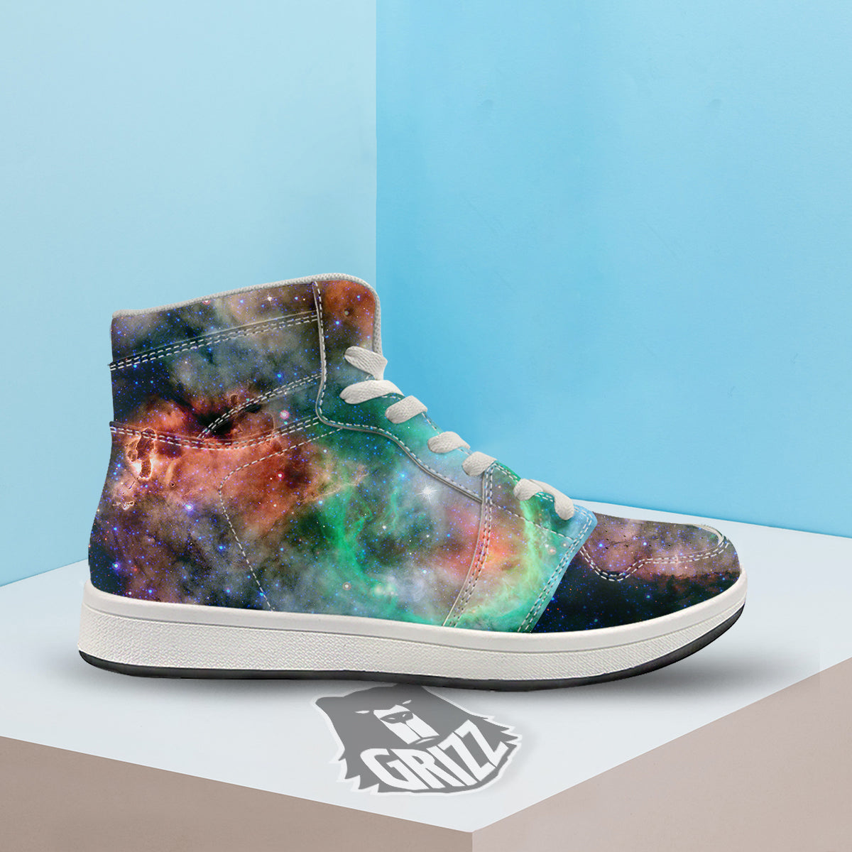 Beauty Of Outer Space Print High Top Sneakers-grizzshop