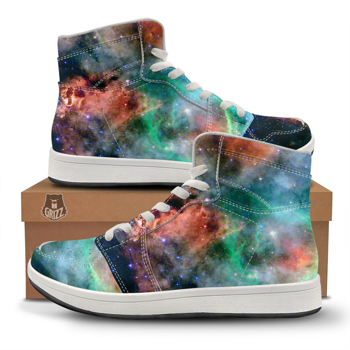 Beauty Of Outer Space Print High Top Sneakers-grizzshop
