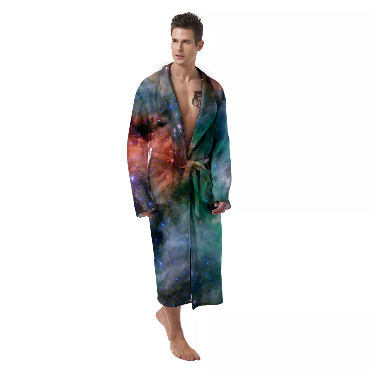 Beauty Of Outer Space Print Men's Robe-grizzshop