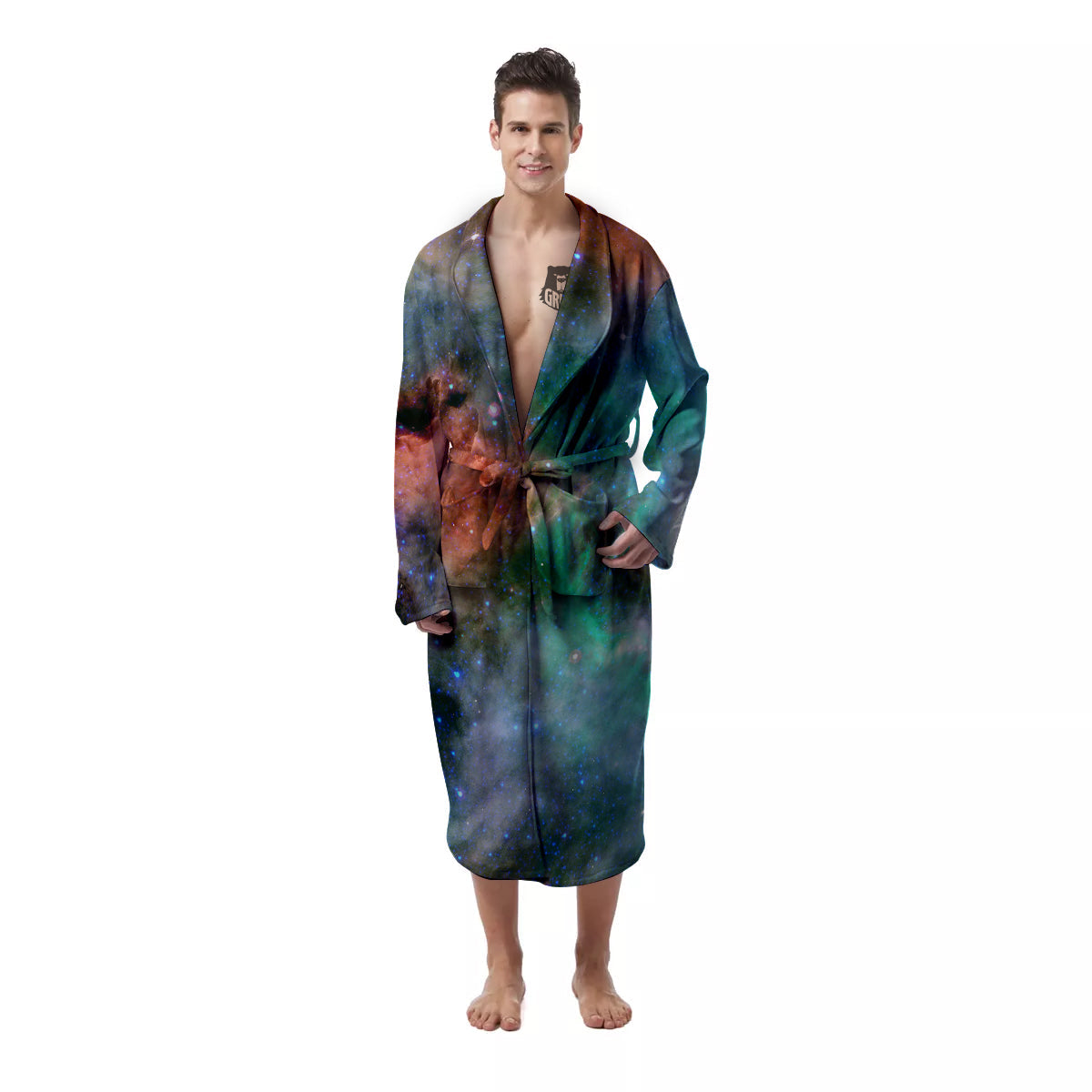 Beauty Of Outer Space Print Men's Robe-grizzshop
