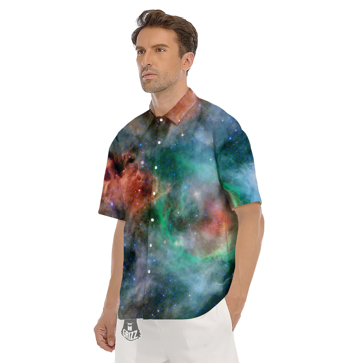 Beauty Of Outer Space Print Men's Short Sleeve Shirts-grizzshop