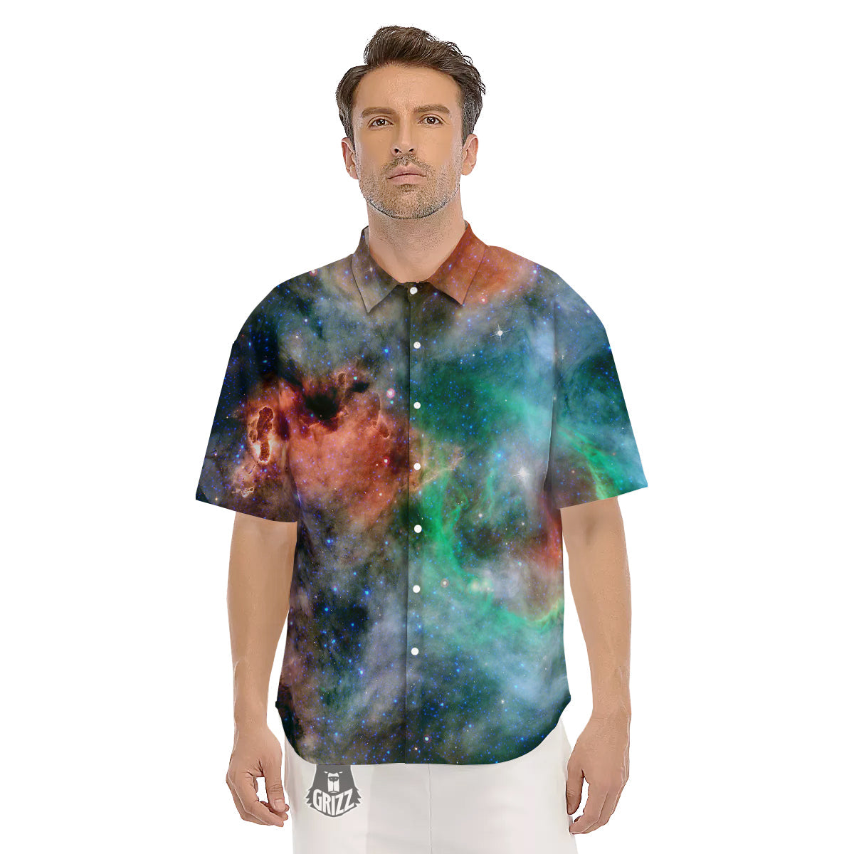 Beauty Of Outer Space Print Men's Short Sleeve Shirts-grizzshop