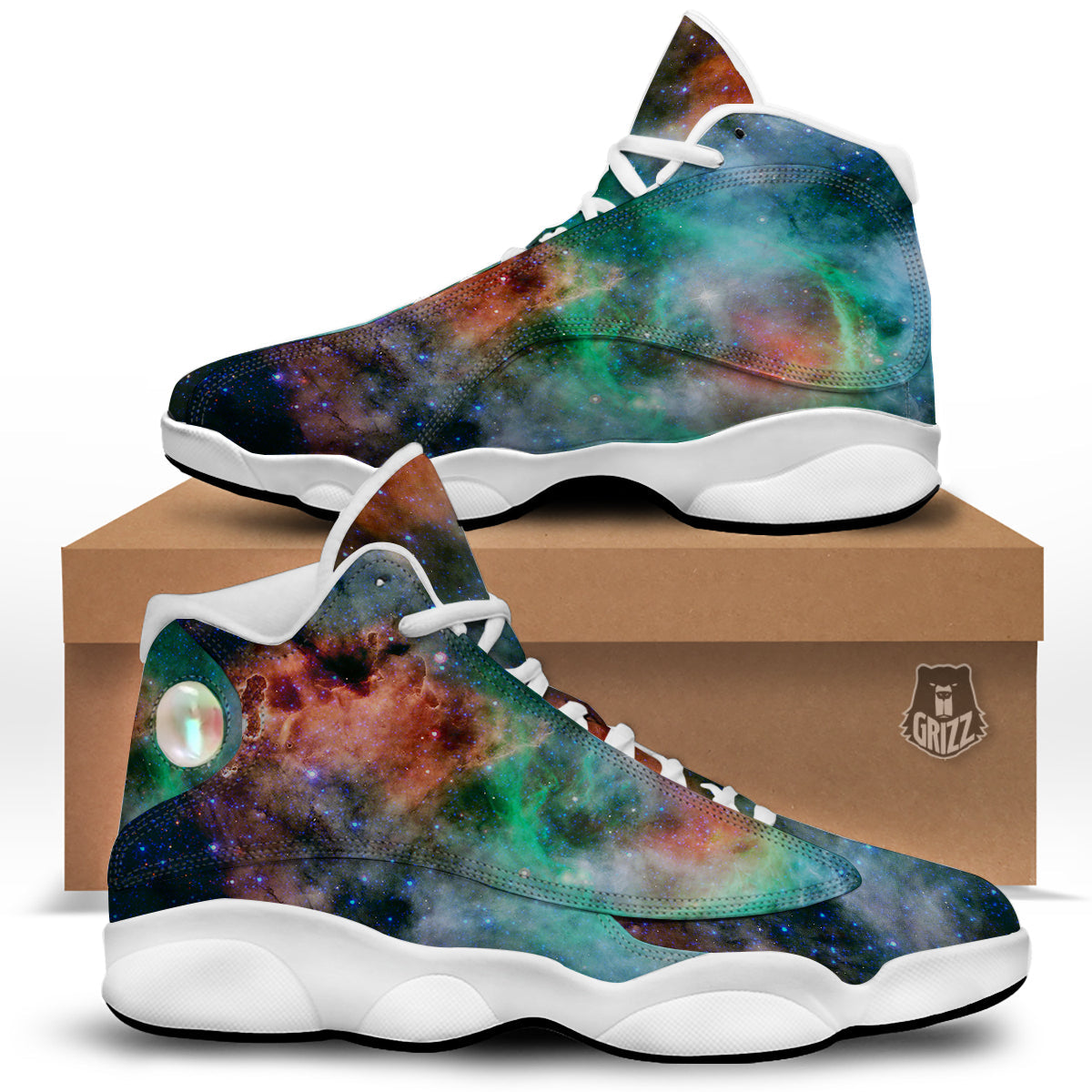 Beauty Of Outer Space Print White Basketball Shoes-grizzshop