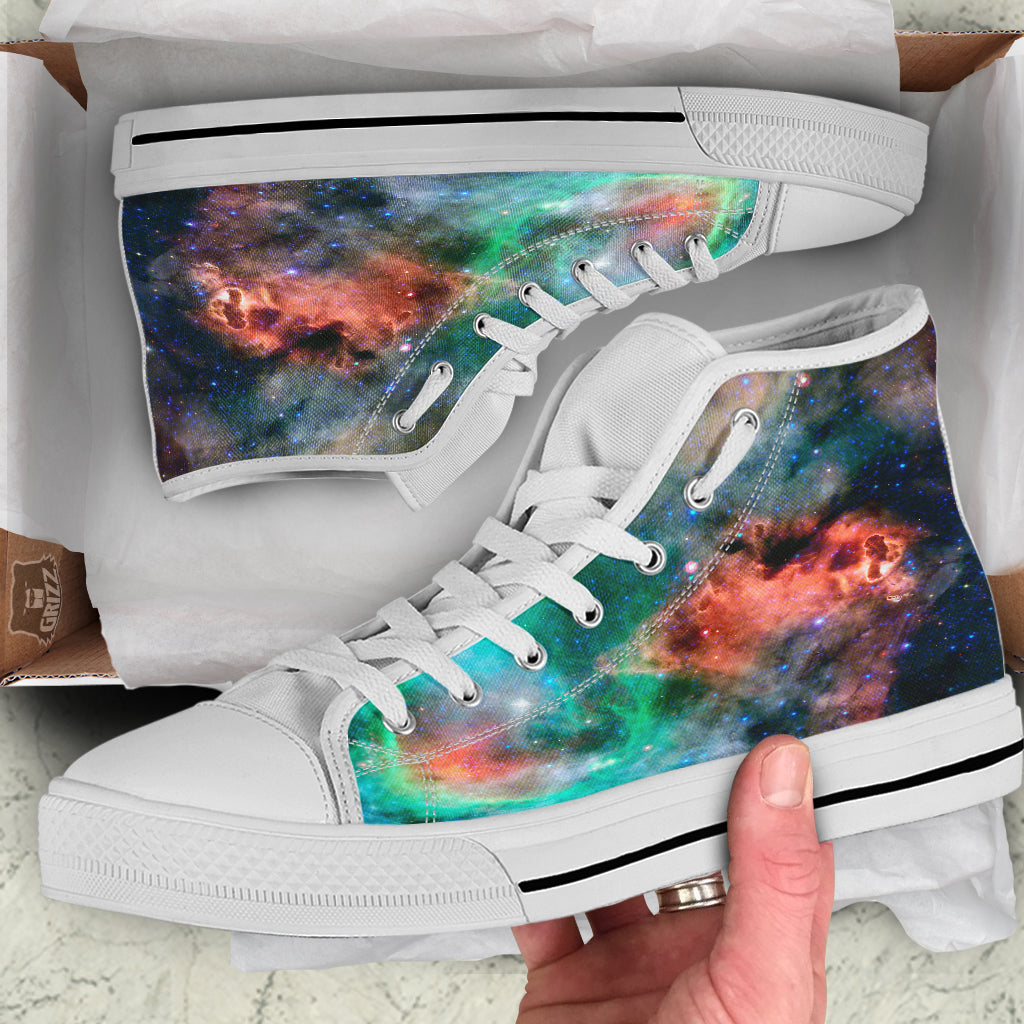 Beauty Of Outer Space Print White High Top Shoes-grizzshop
