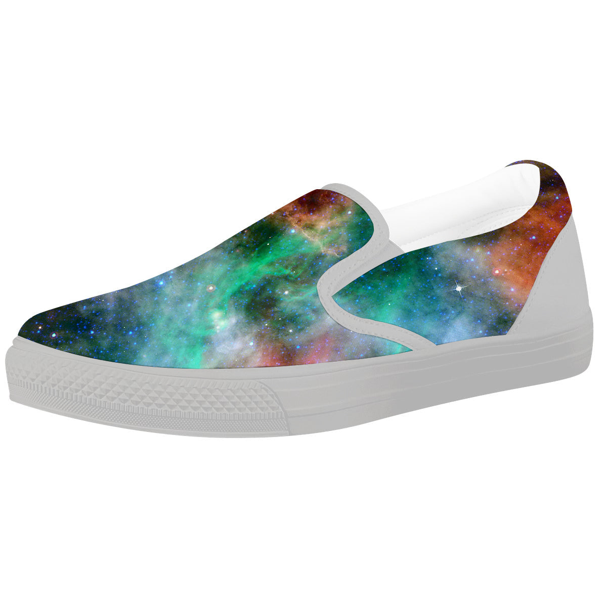 Beauty Of Outer Space Print White Slip On Shoes-grizzshop
