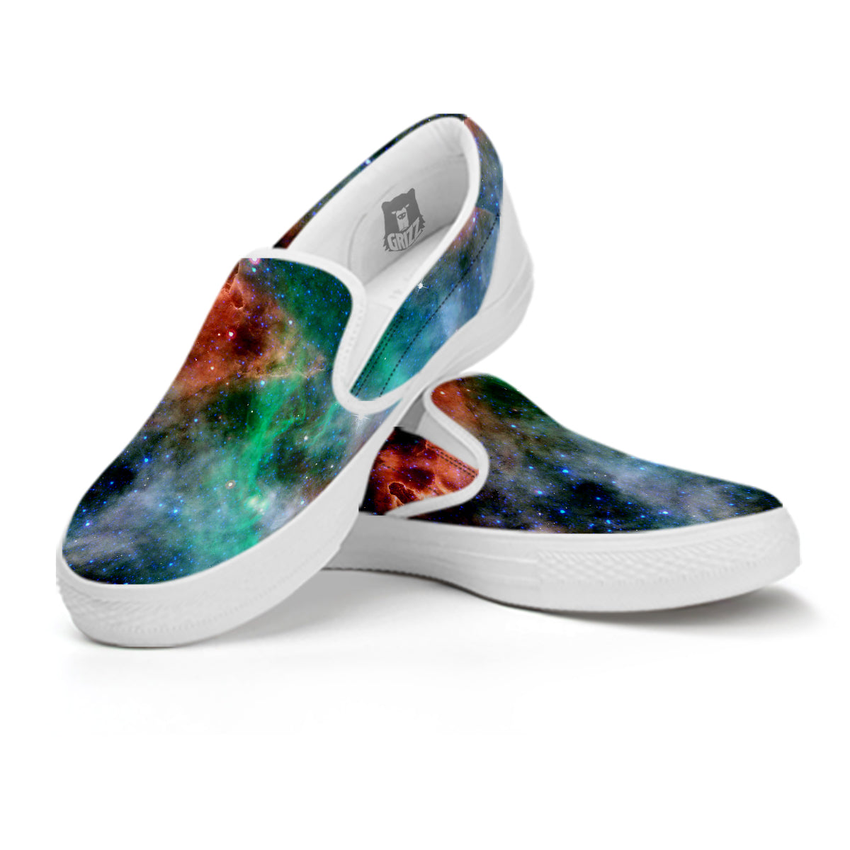 Beauty Of Outer Space Print White Slip On Shoes-grizzshop