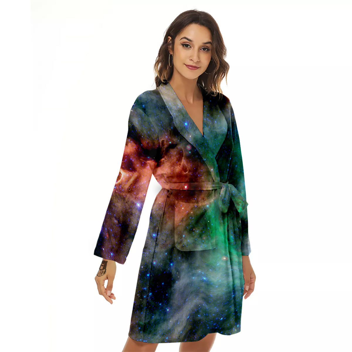 Beauty Of Outer Space Print Women's Robe-grizzshop