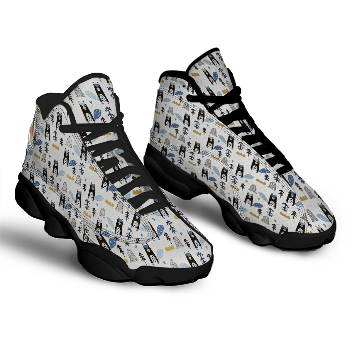 Beaver Cartoon Print Pattern Black Basketball Shoes-grizzshop
