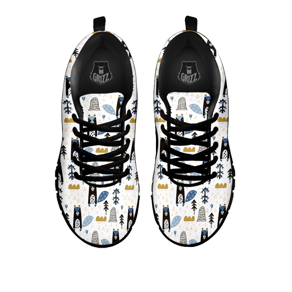 Beaver Cartoon Print Pattern Black Sneaker-grizzshop