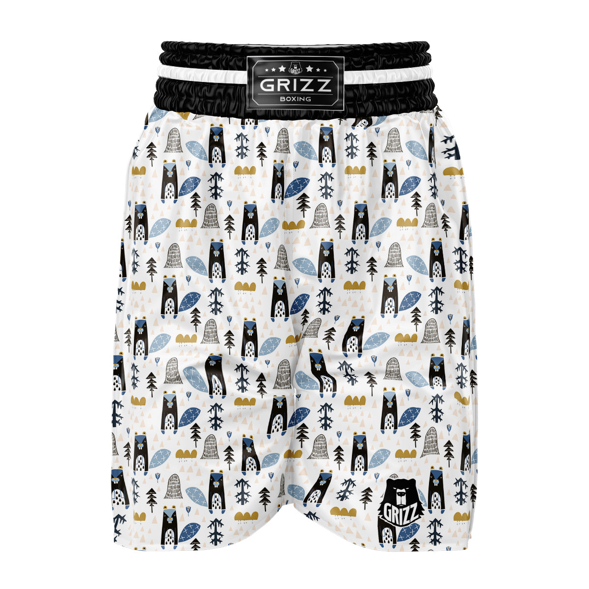 Beaver Cartoon Print Pattern Boxing Shorts-grizzshop
