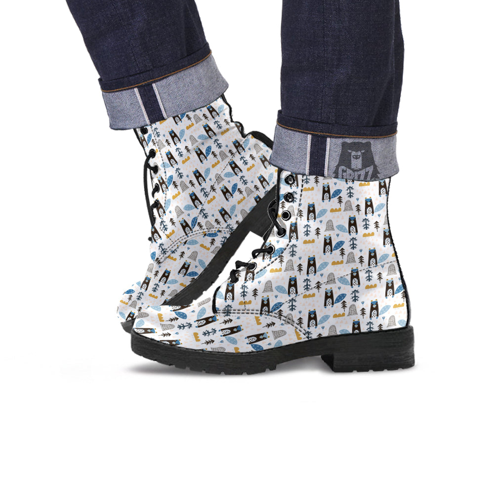 Beaver Cartoon Print Pattern Leather Boots-grizzshop