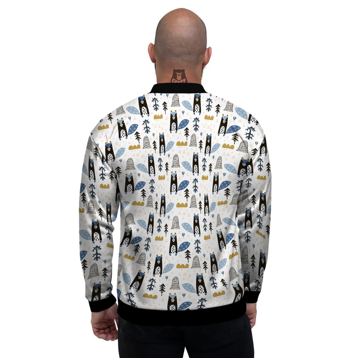 Beaver Cartoon Print Pattern Men's Bomber Jacket-grizzshop