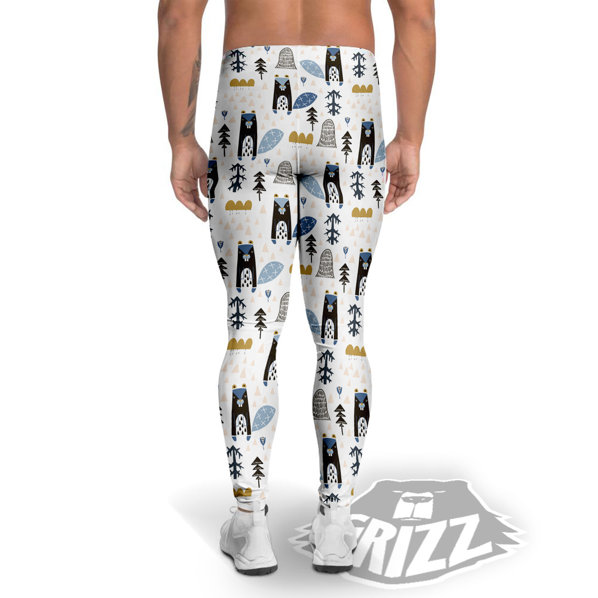 Beaver Cartoon Print Pattern Men's Leggings-grizzshop