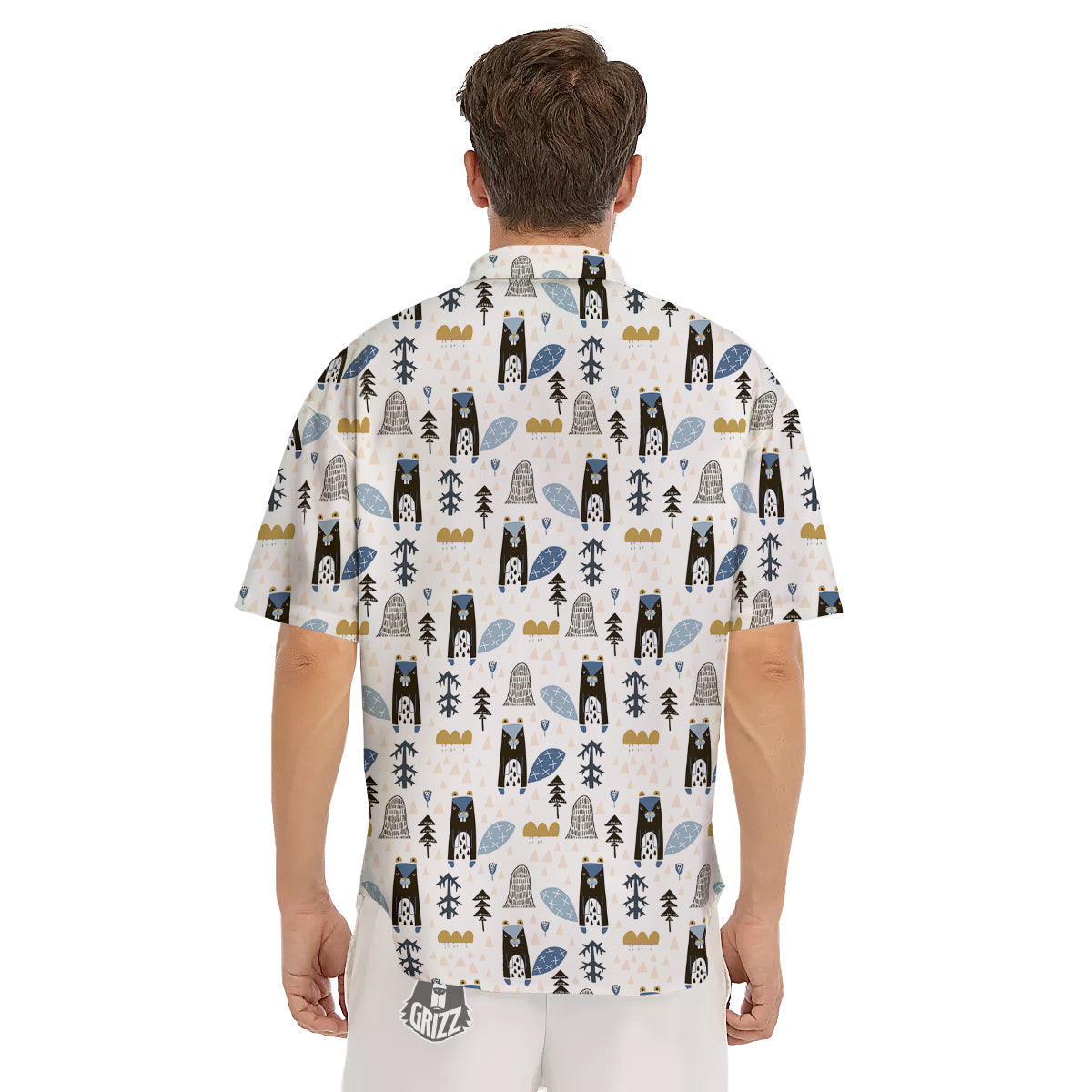 Beaver Cartoon Print Pattern Men's Short Sleeve Shirts-grizzshop