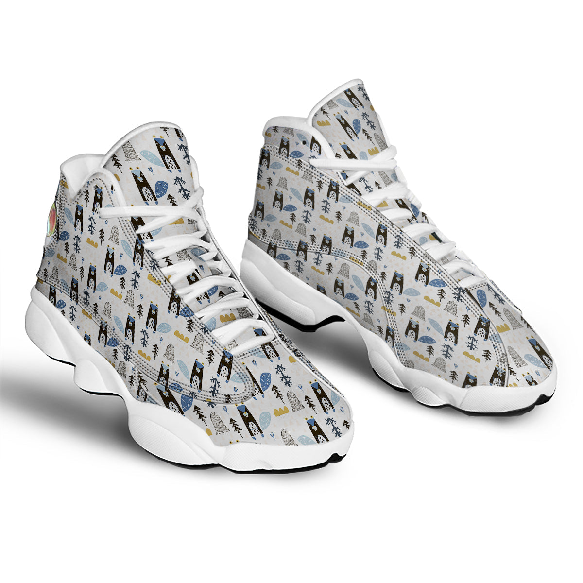 Beaver Cartoon Print Pattern White Basketball Shoes-grizzshop
