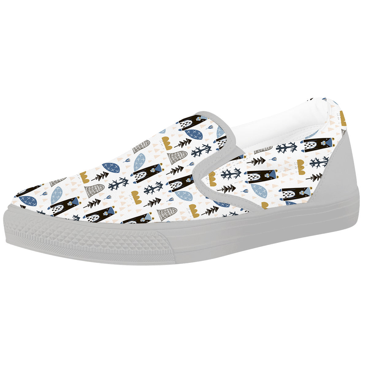 Beaver Cartoon Print Pattern White Slip On Shoes-grizzshop