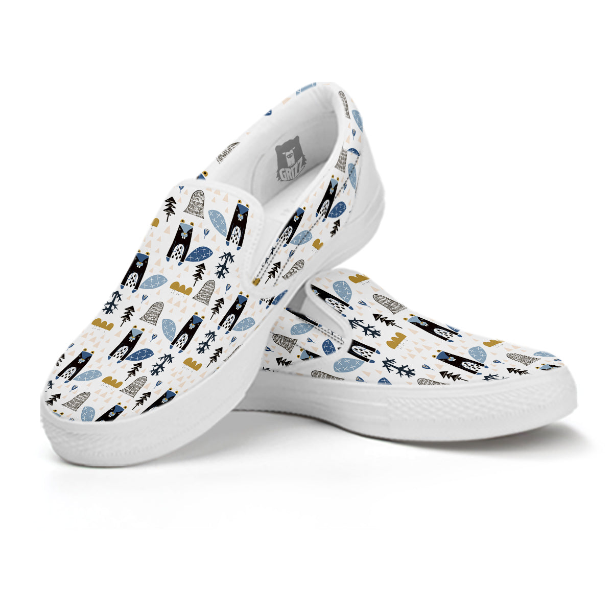 Beaver Cartoon Print Pattern White Slip On Shoes-grizzshop
