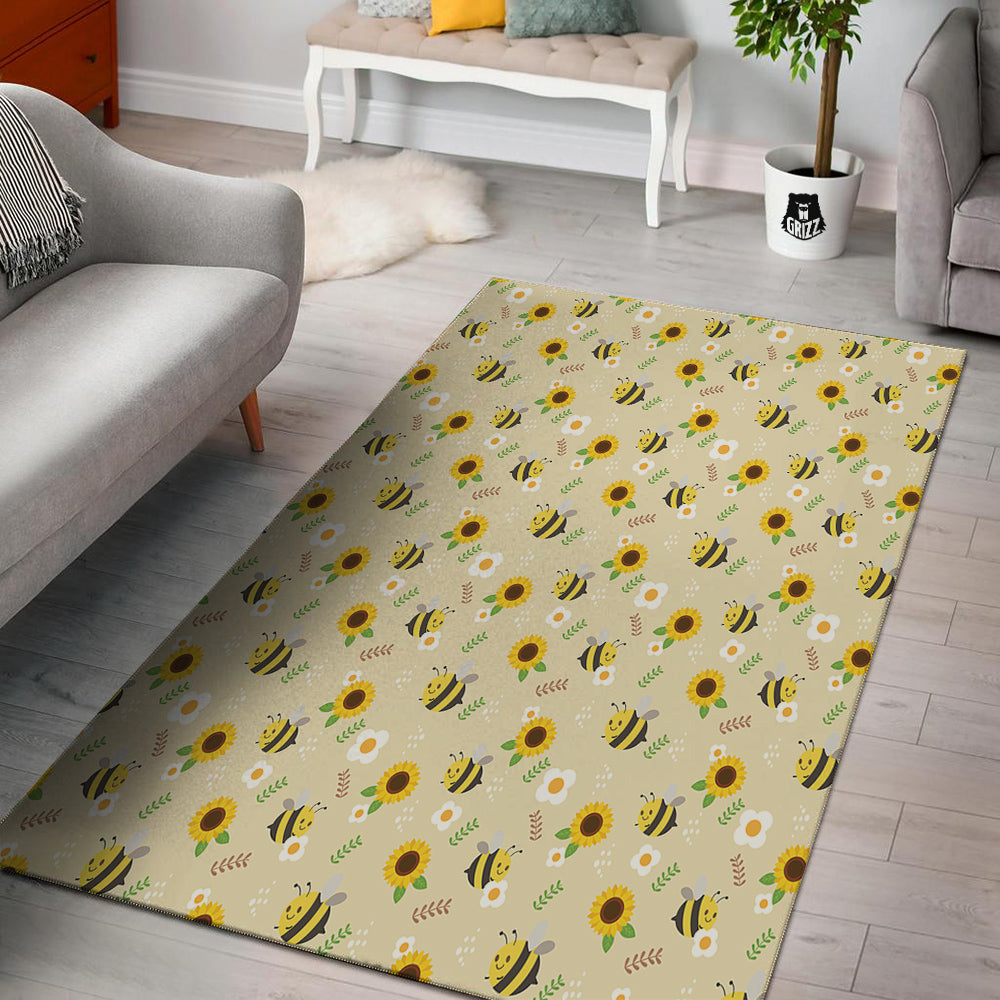Bee Cute Cartoon Print Pattern Floor Mat-grizzshop
