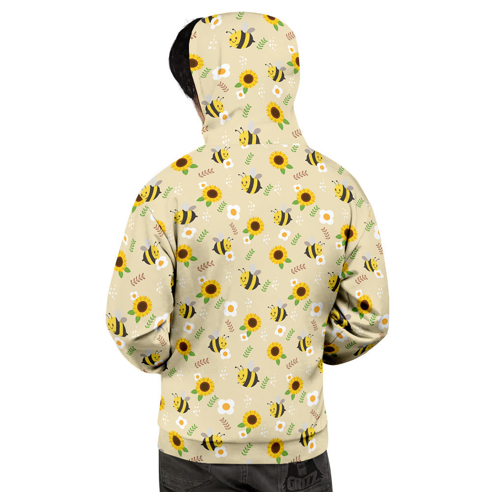 Bee Cute Cartoon Print Pattern Men's Hoodie-grizzshop