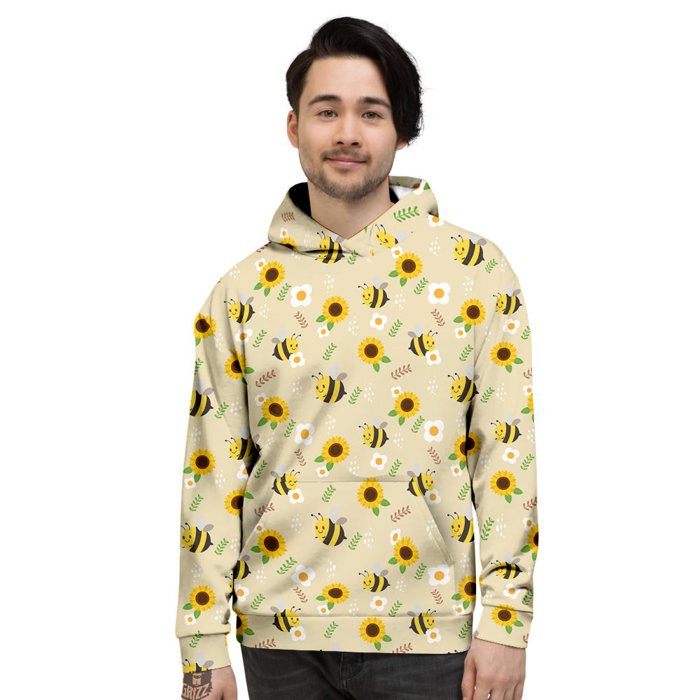 Bee Cute Cartoon Print Pattern Men's Hoodie-grizzshop