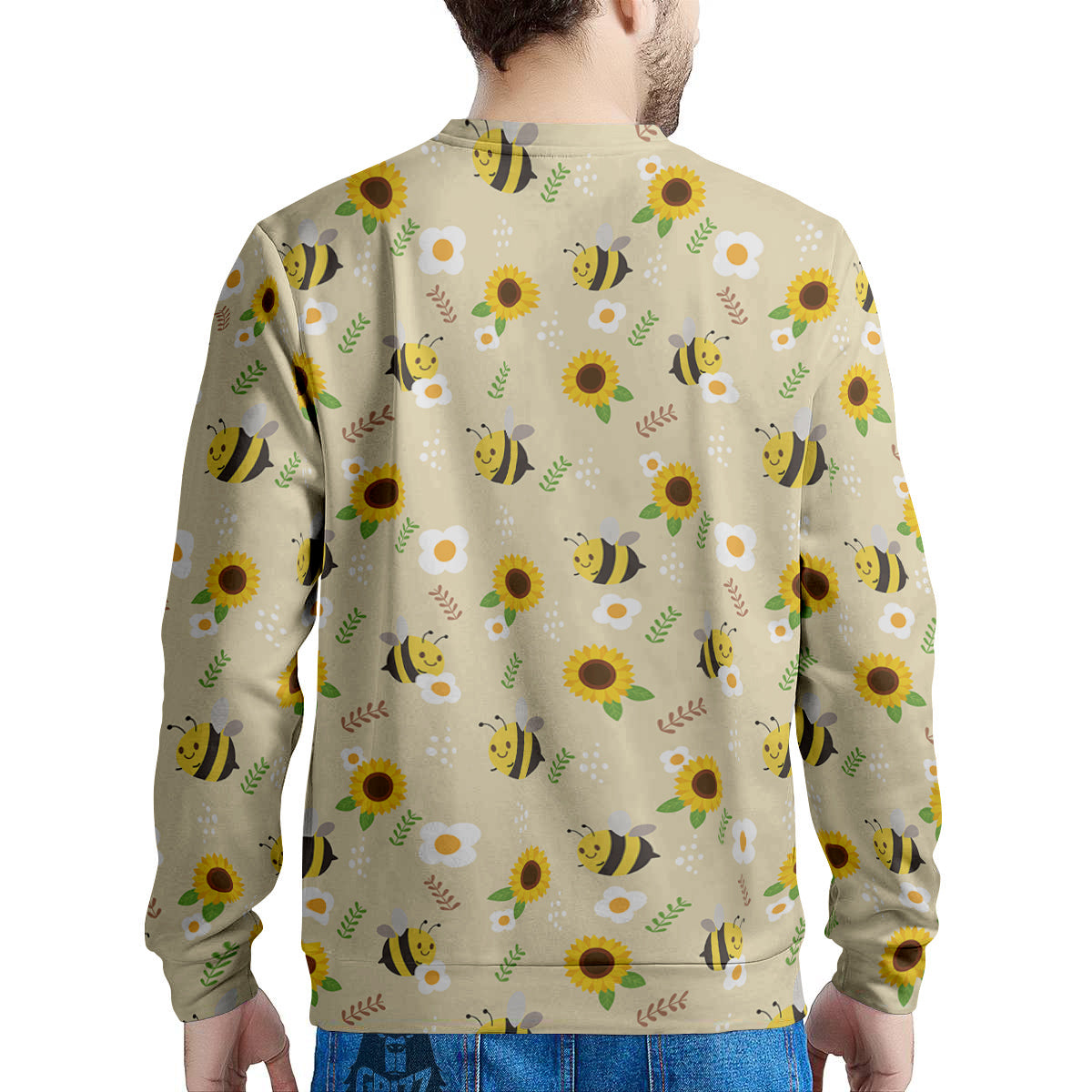 Bee Cute Cartoon Print Pattern Men's Sweatshirt-grizzshop