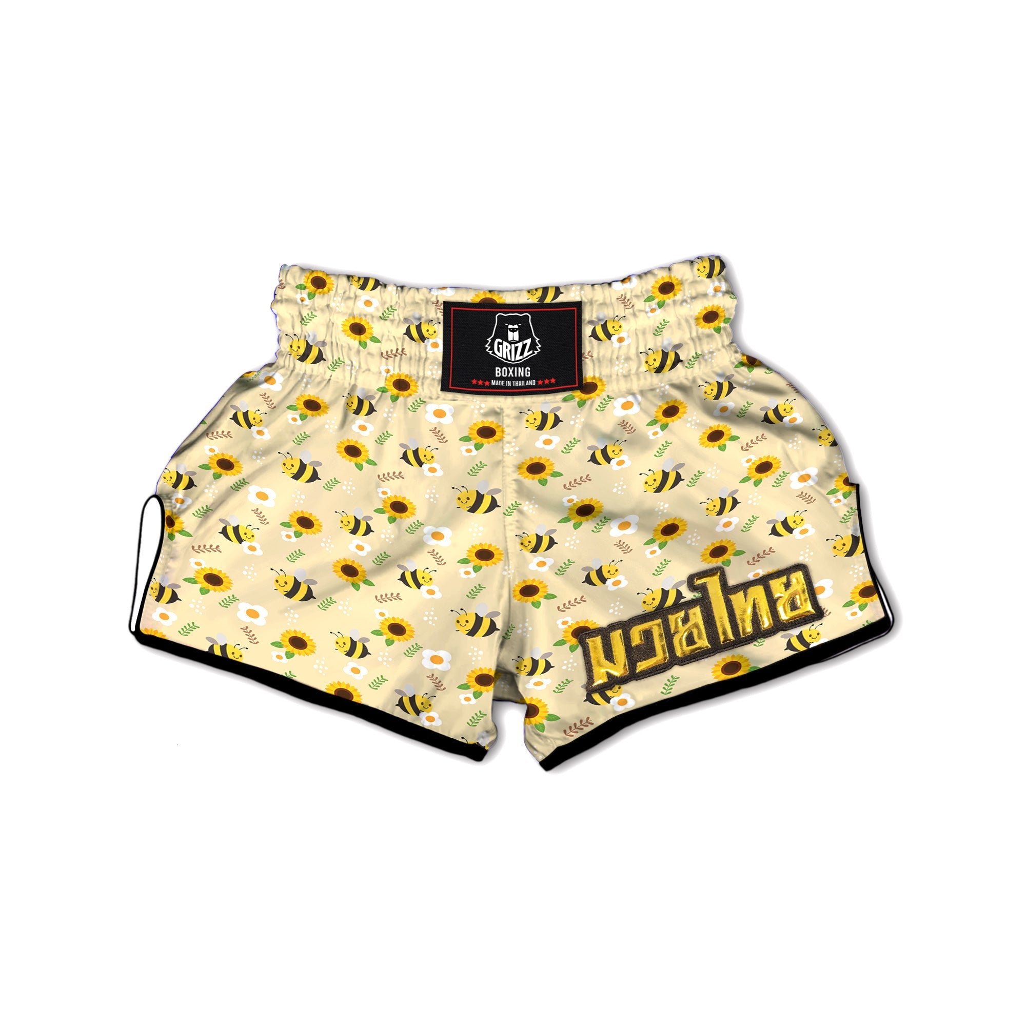 Bee Cute Cartoon Print Pattern Muay Thai Boxing Shorts-grizzshop