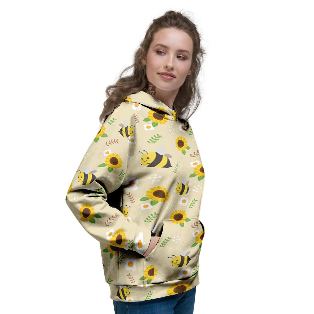 Bee Cute Cartoon Print Pattern Women's Hoodie-grizzshop
