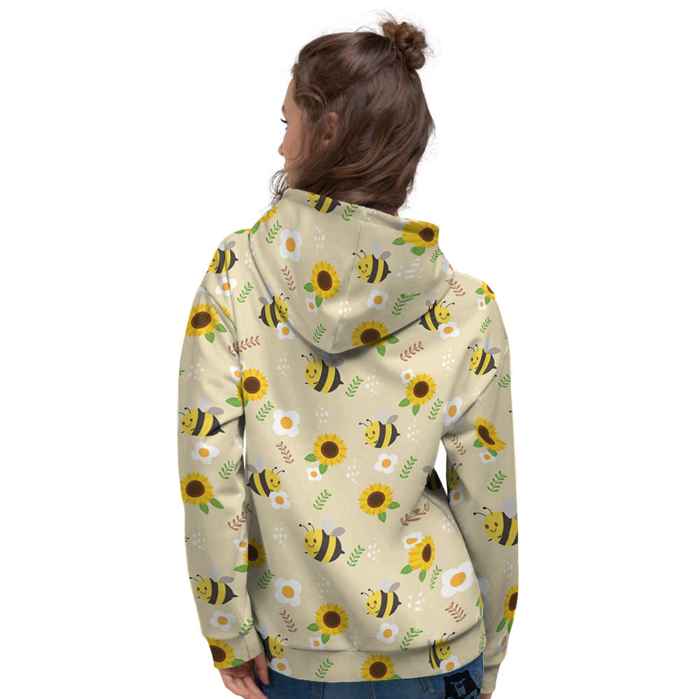 Bee Cute Cartoon Print Pattern Women's Hoodie-grizzshop