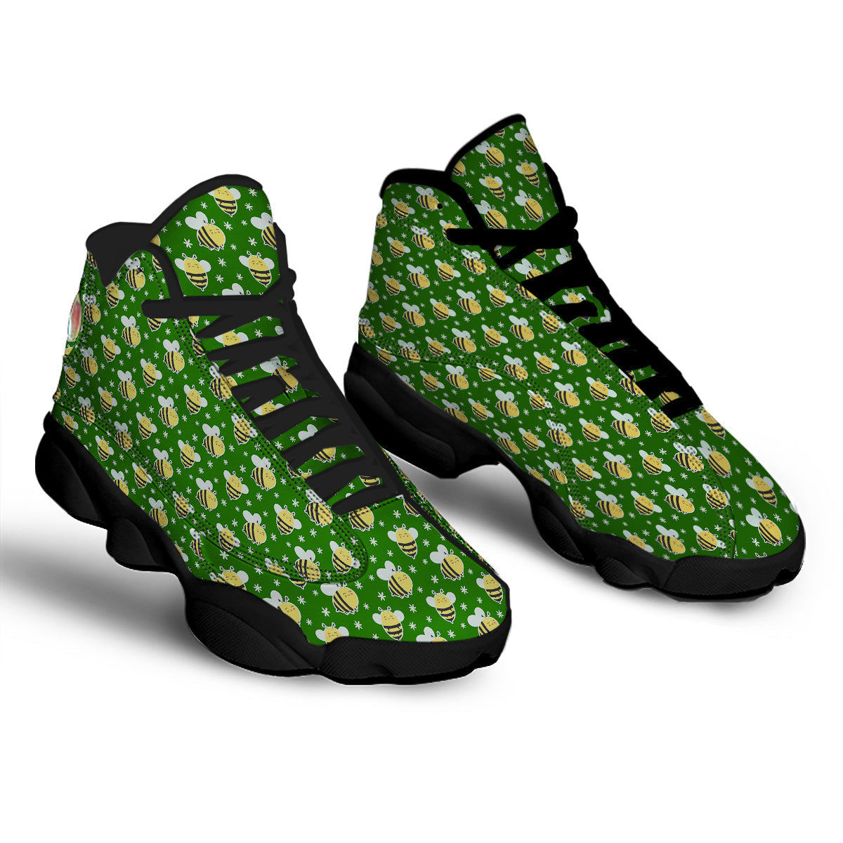 Bee Cute Honey Print Pattern Black Basketball Shoes-grizzshop