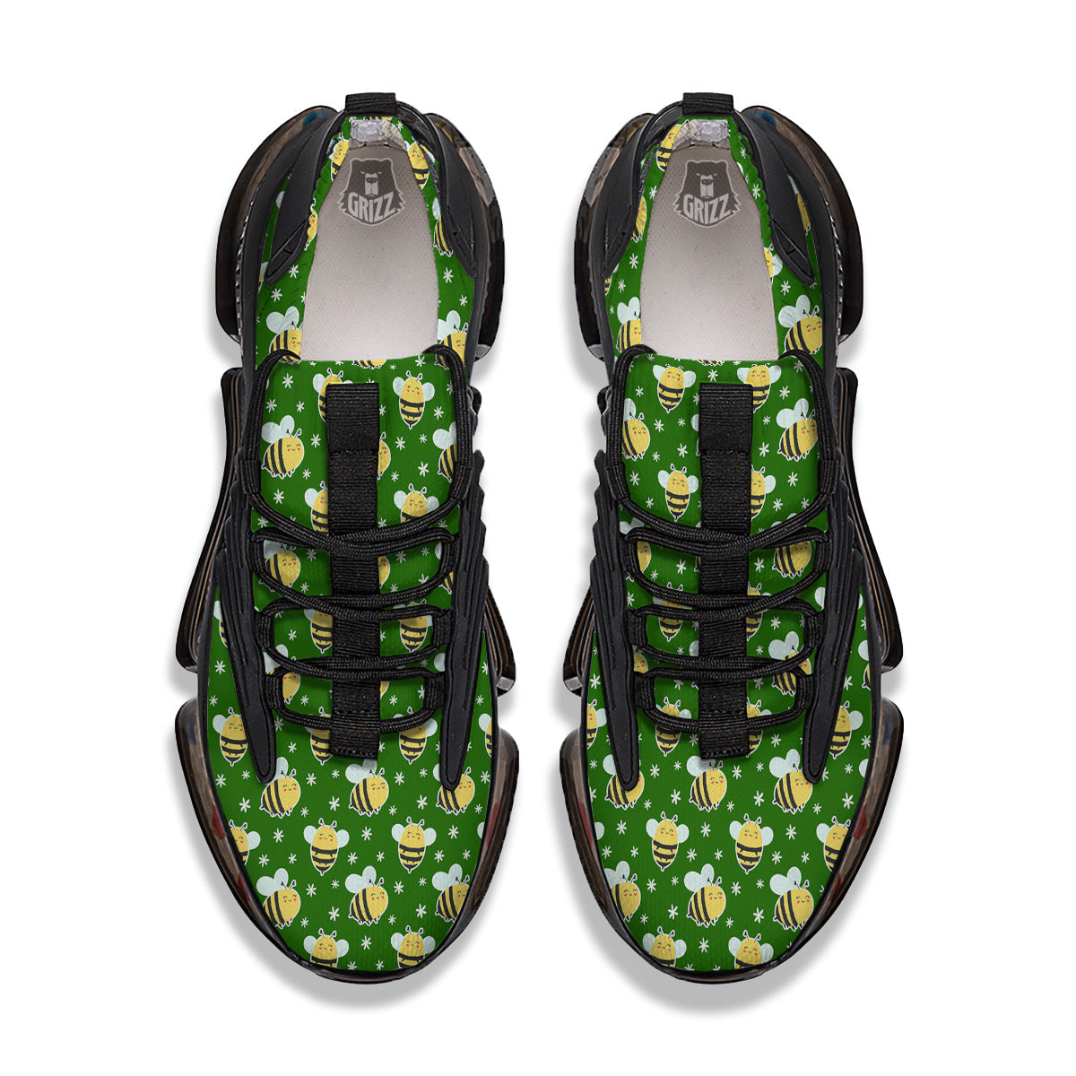 Bee Cute Honey Print Pattern Black Gym Shoes-grizzshop
