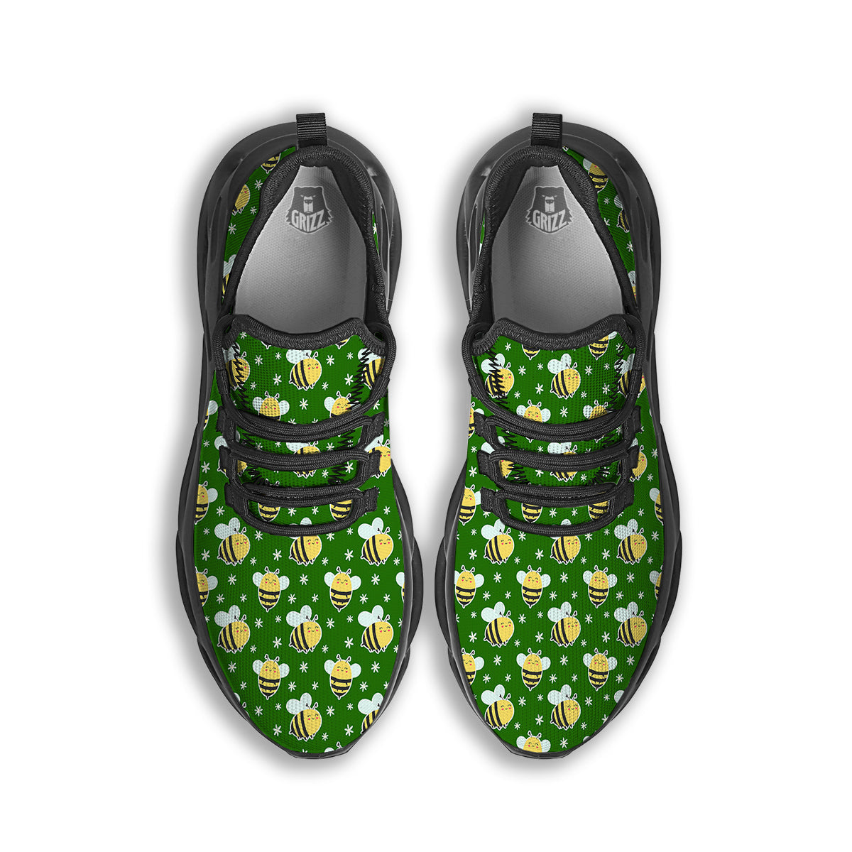 Bee Cute Honey Print Pattern Black Running Shoes-grizzshop