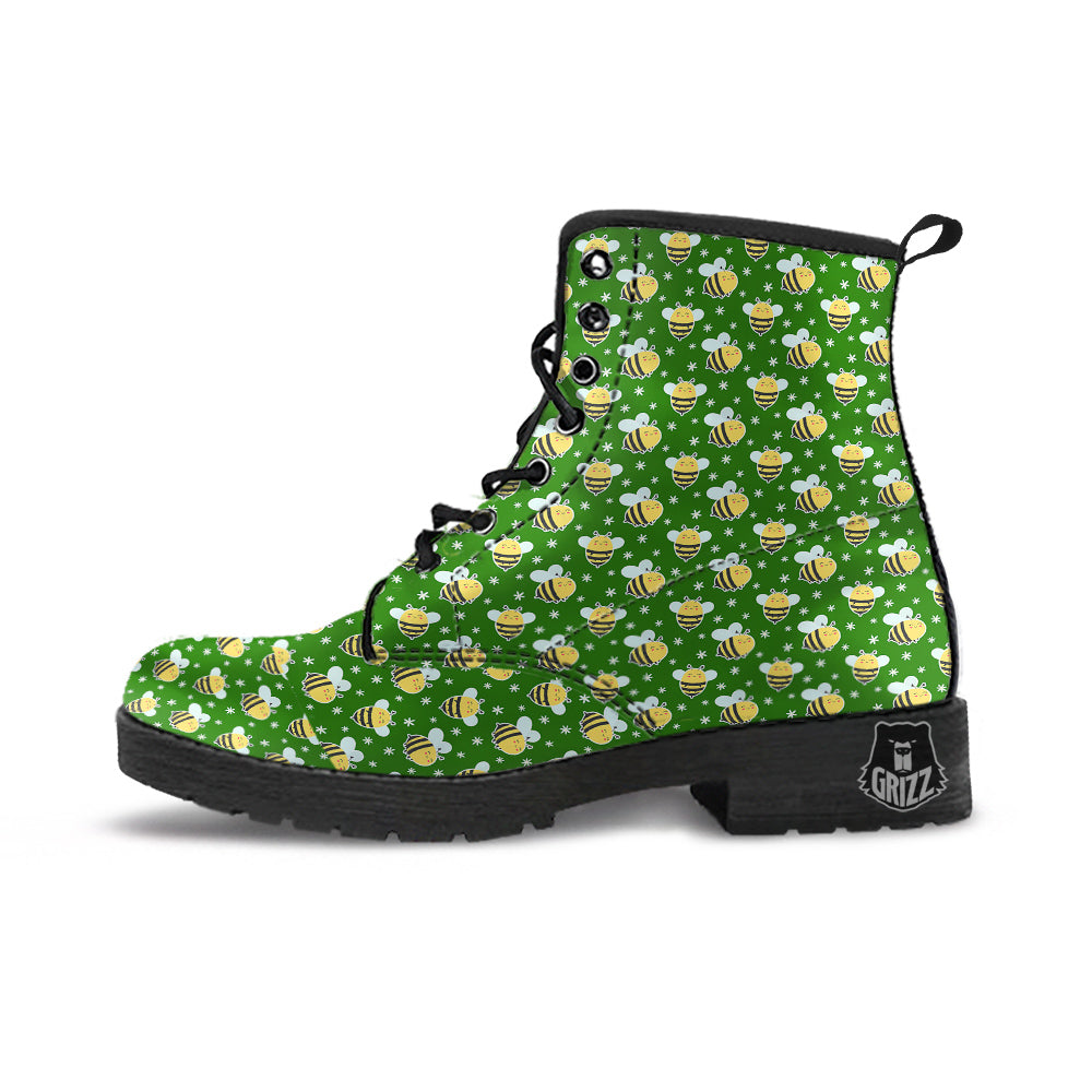 Bee Cute Honey Print Pattern Leather Boots-grizzshop