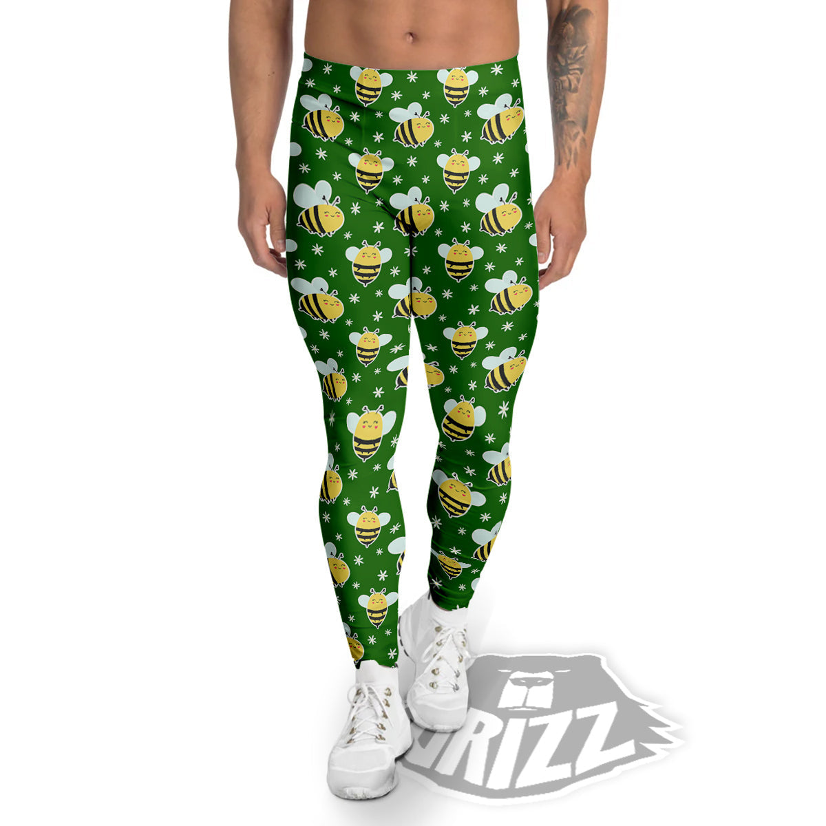 Bee Cute Honey Print Pattern Men's Leggings-grizzshop