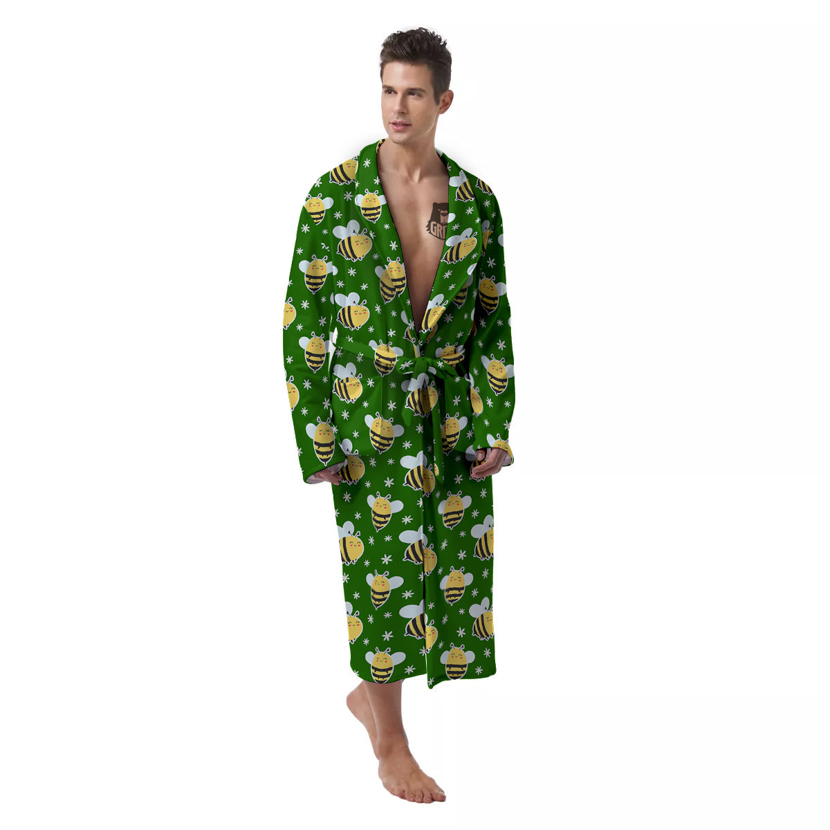 Bee Cute Honey Print Pattern Men's Robe-grizzshop