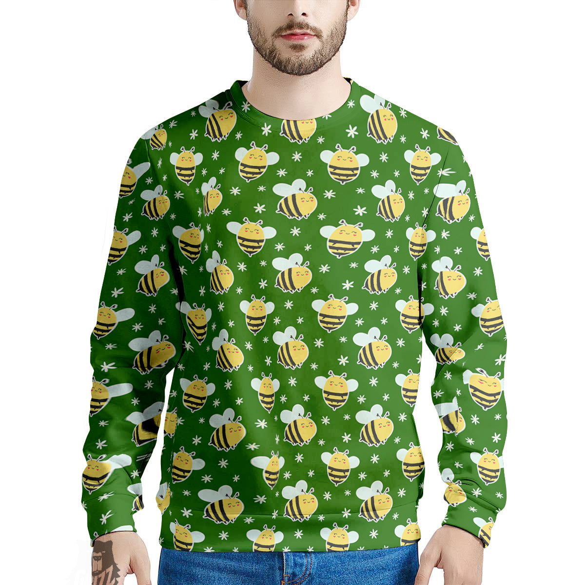 Bee Cute Honey Print Pattern Men's Sweatshirt-grizzshop