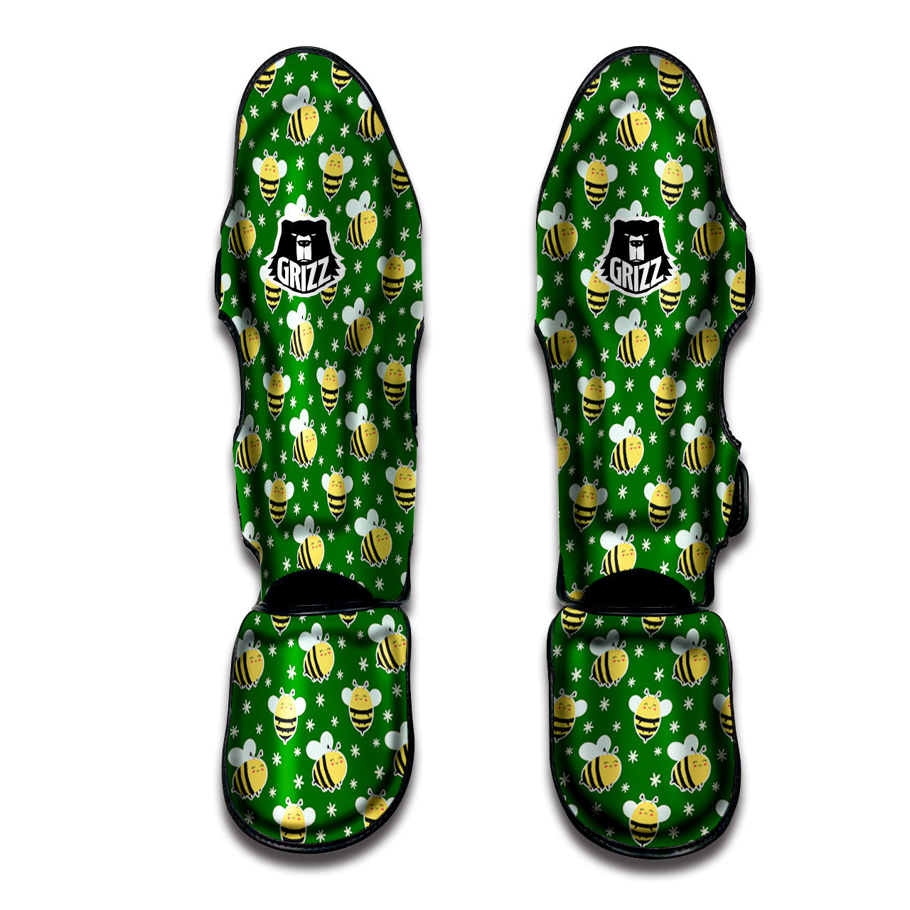 Bee Cute Honey Print Pattern Muay Thai Shin Guards-grizzshop