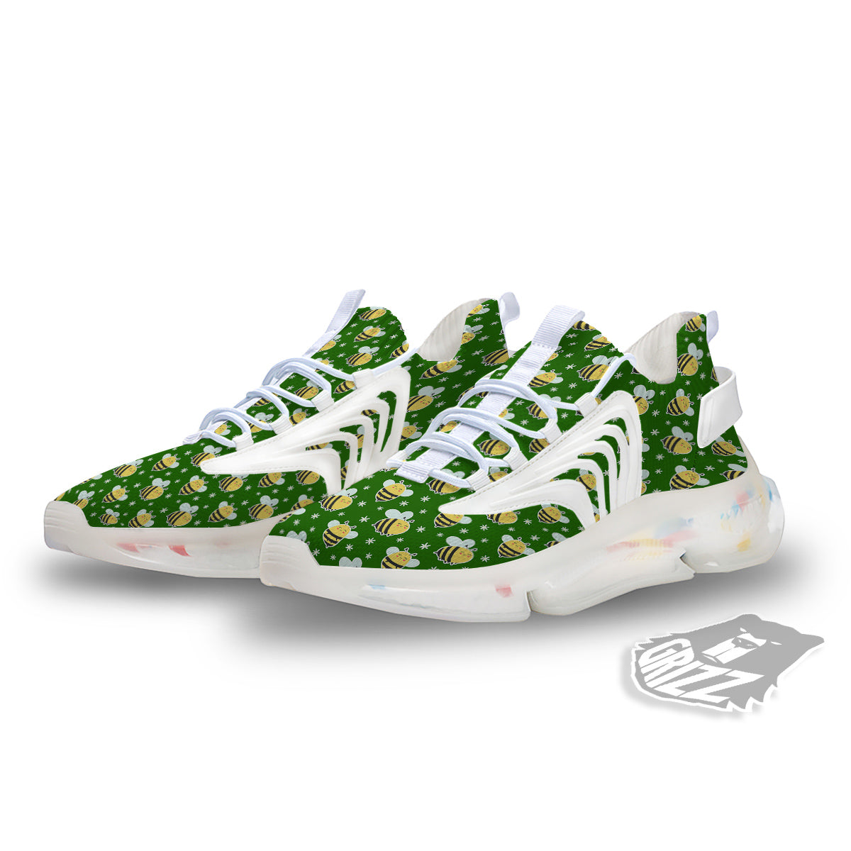 Bee Cute Honey Print Pattern White Gym Shoes-grizzshop