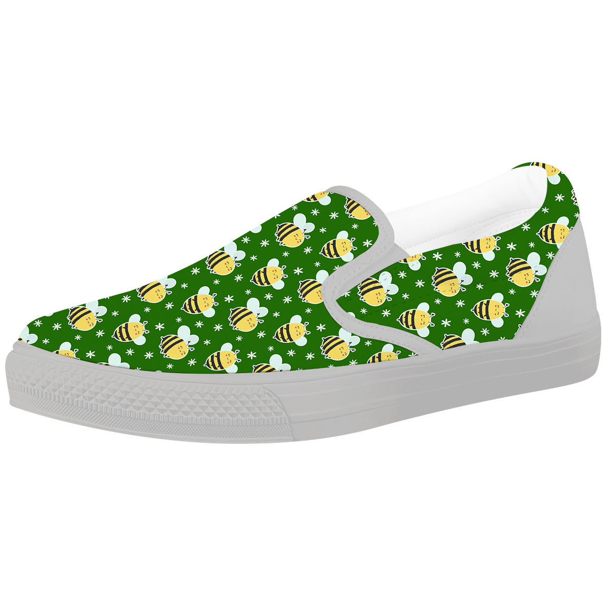 Bee Cute Honey Print Pattern White Slip On Shoes-grizzshop