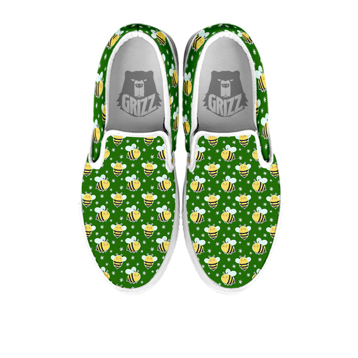 Bee Cute Honey Print Pattern White Slip On Shoes-grizzshop