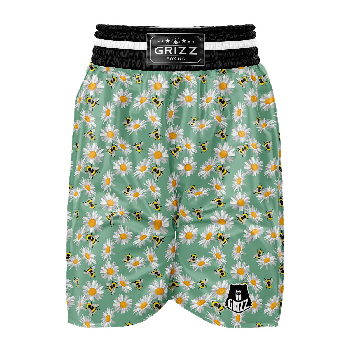 Bee Flower Print Pattern Boxing Shorts-grizzshop