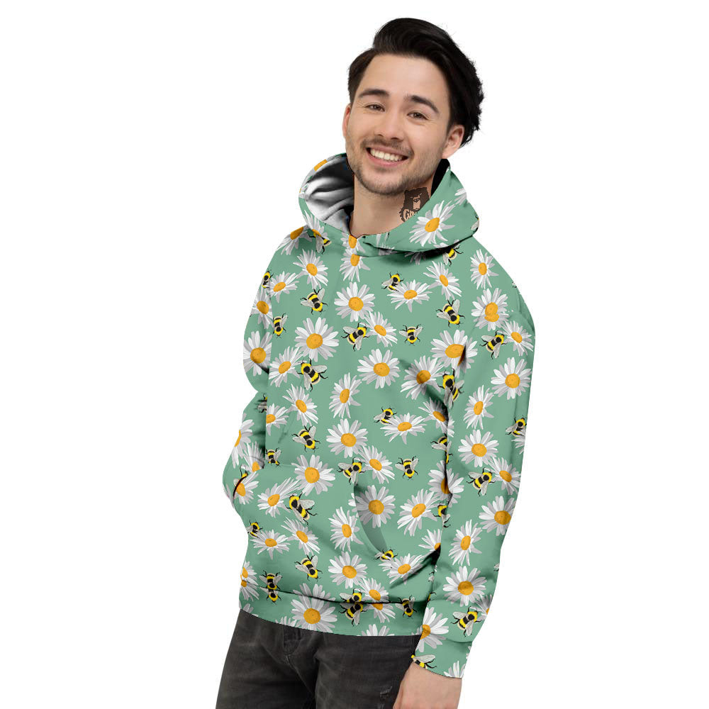 Bee Flower Print Pattern Men's Hoodie-grizzshop