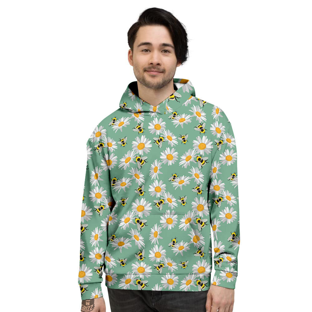 Bee Flower Print Pattern Men's Hoodie-grizzshop
