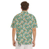 Bee Flower Print Pattern Men's Short Sleeve Shirts-grizzshop