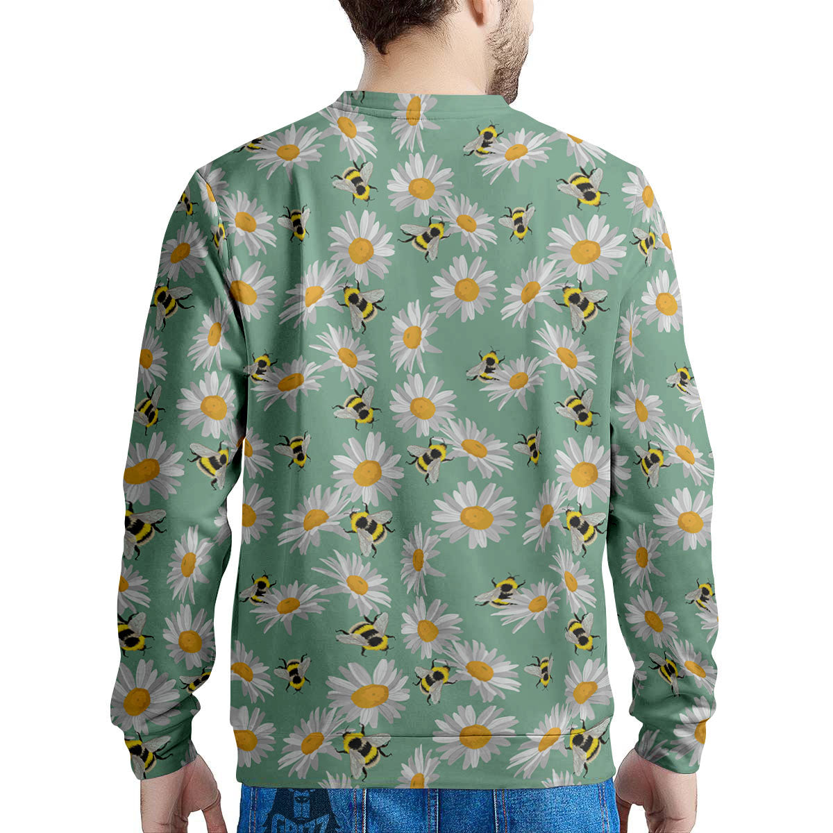 Bee Flower Print Pattern Men's Sweatshirt-grizzshop
