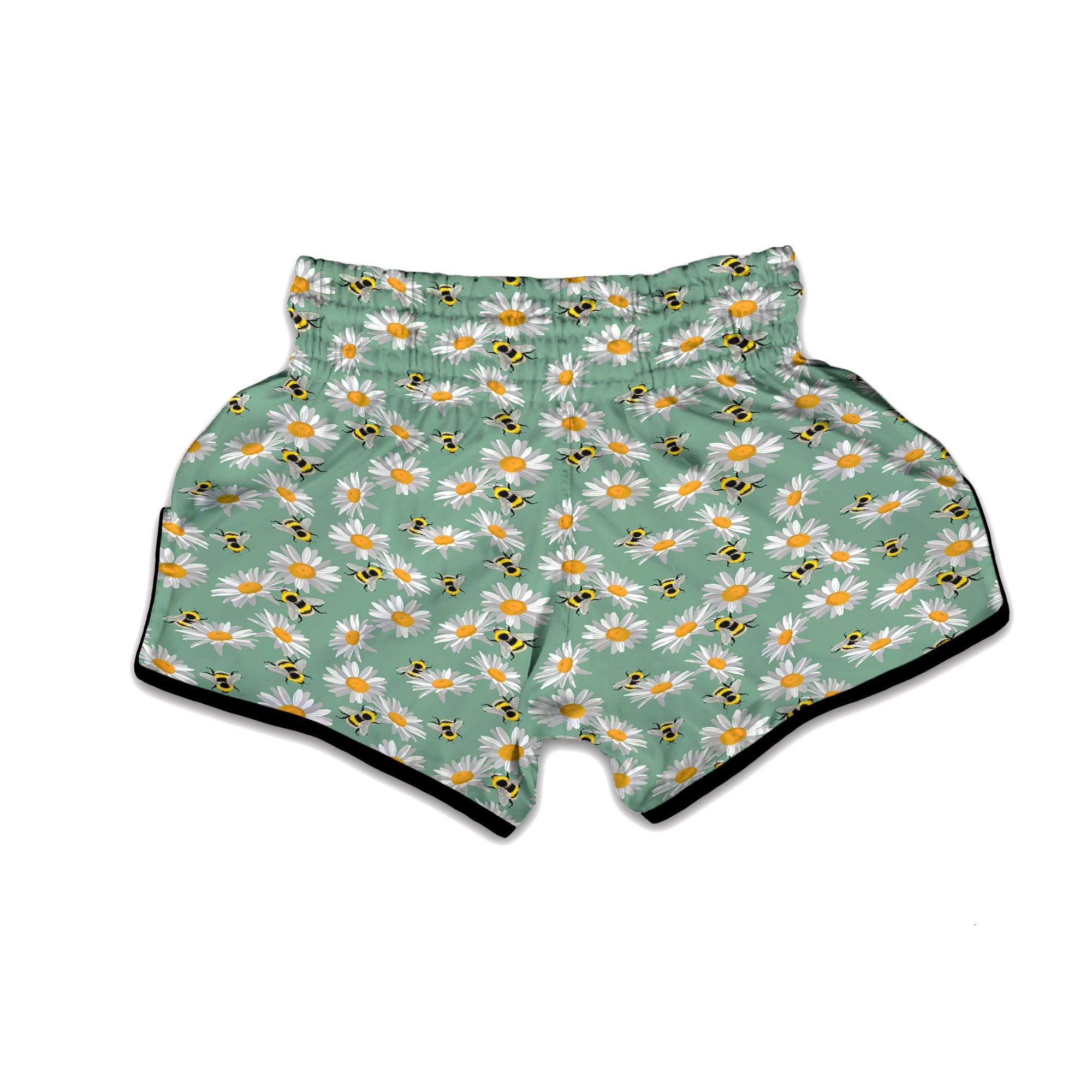 Bee Flower Print Pattern Muay Thai Boxing Shorts-grizzshop