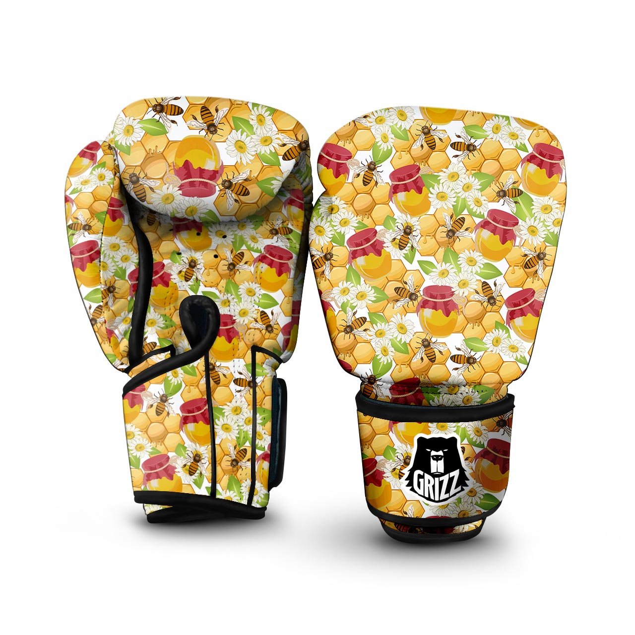 Bee Hive Sweet Honey Print Pattern Boxing Gloves-grizzshop