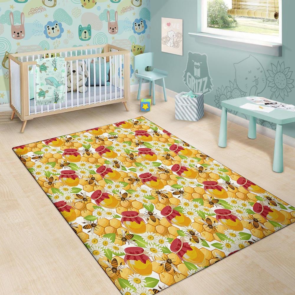Bee Hive Sweet Honey Print Pattern Floor Mat-grizzshop