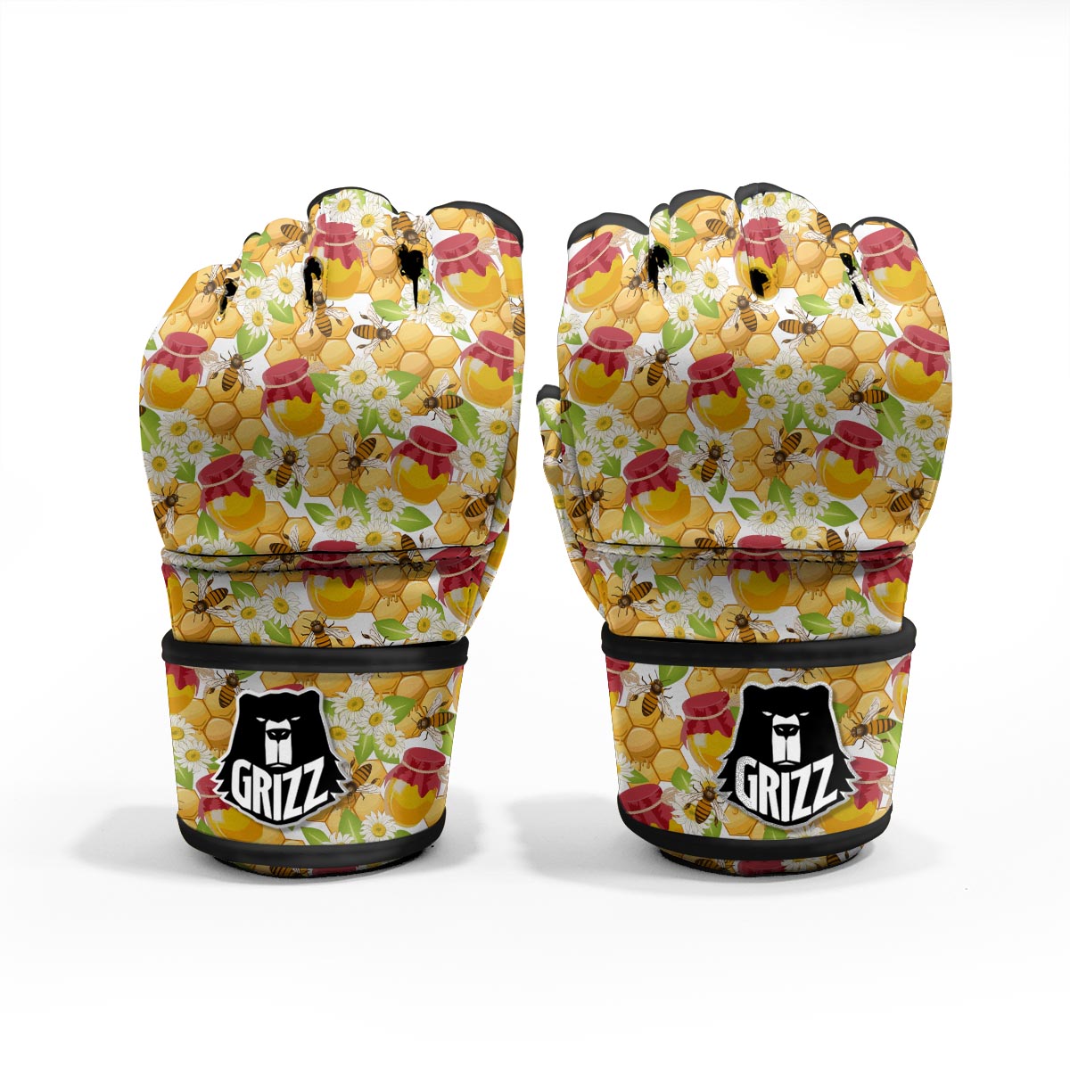 Bee Hive Sweet Honey Print Pattern MMA Gloves-grizzshop